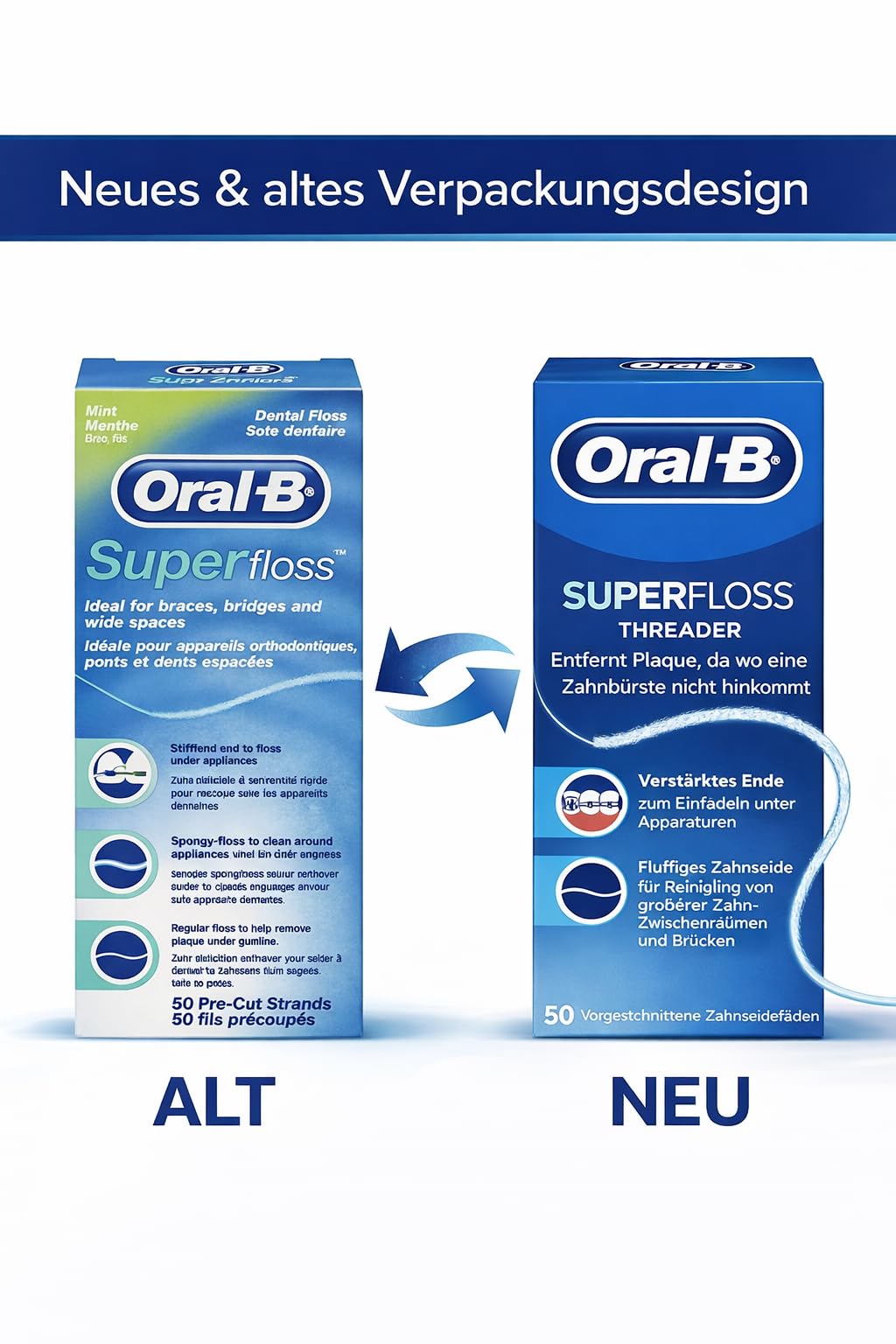 Oral-B Hilo dental Superfloss, 50 unidades, 12 paquetes de 50 unidades