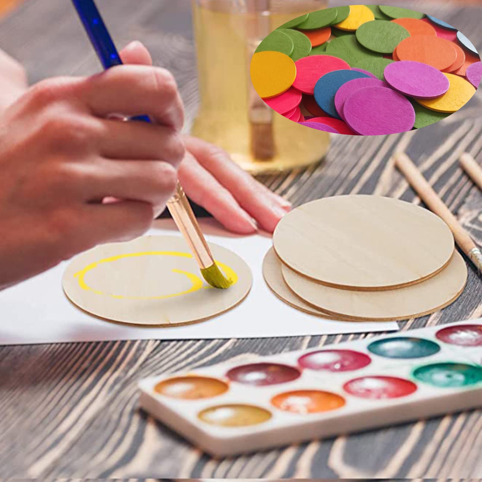 100 Pcs Unfinished Round Wood Log, Wooden Slices Discs Pieces 30mm Circle Shapes for Wedding Décor, DIY Art Craft, Ornaments - Image 3