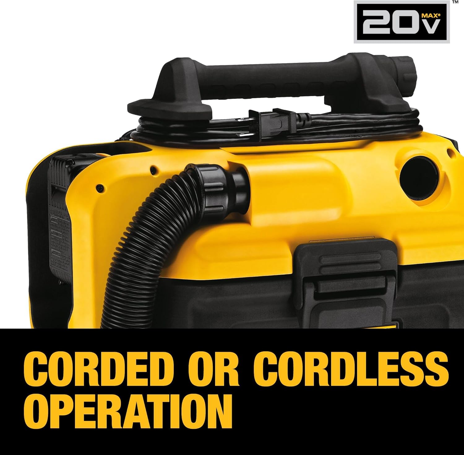 DEWALT 20V MAX Shop Vacuum Wet and Dry, Shop Vac 2 Gallon, Cordless and Corded Wet Dry Vacuum Cleaner, Wide Nozzle, Hepa Filter, Tool Only (DCV581H) - Image 3
