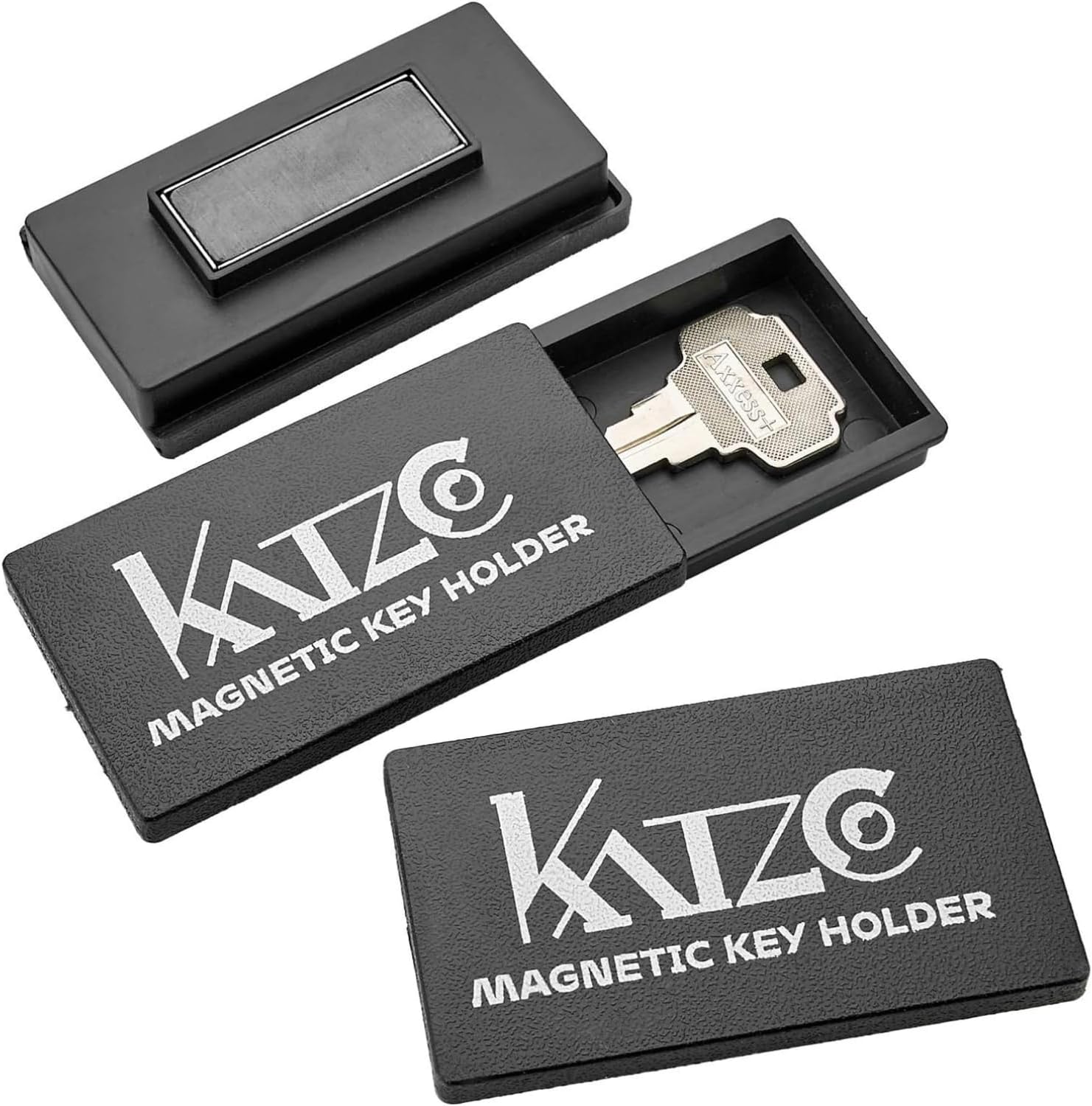 3-Pack Magnetic Key Lock Box by Katzco - Hide a Spare Key - 1.25 x 2.75 in Strong Magnet Case for Car, Home, Outdoor Use - Discreet Storage for Emergency Access - Black