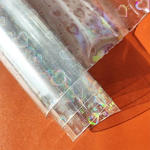Miniatura 66 de HYANG - Hojas de piel sintética de vinilo holográfico transparente de PVC con diseño de pentágono grande, 1 rollo de 12 x 53 pulgadas