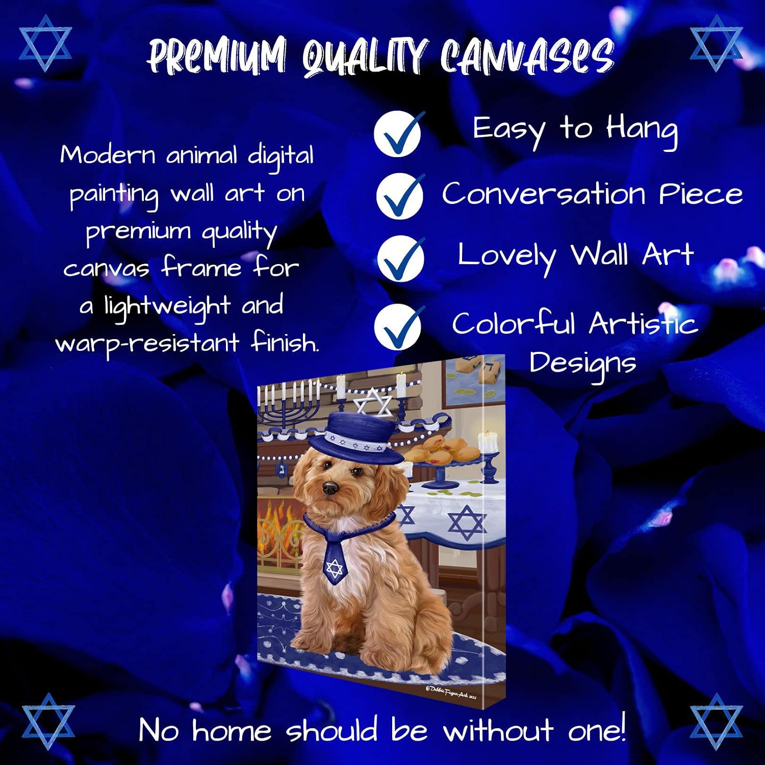 Doggie of the Day Hanukkah Both with Cockapoo Dogs Canvas Wall Art - Premium Quality Ready to Hang Room Decor - Flat Rolled 16" x 20"