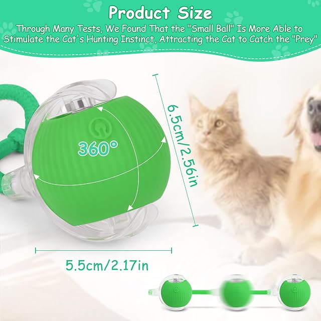 Foto 5 de 7 de KEWUZY Juguete para gatos eléctrico con luz LED, juguete interactivo para gatos, pelota de 360 grados