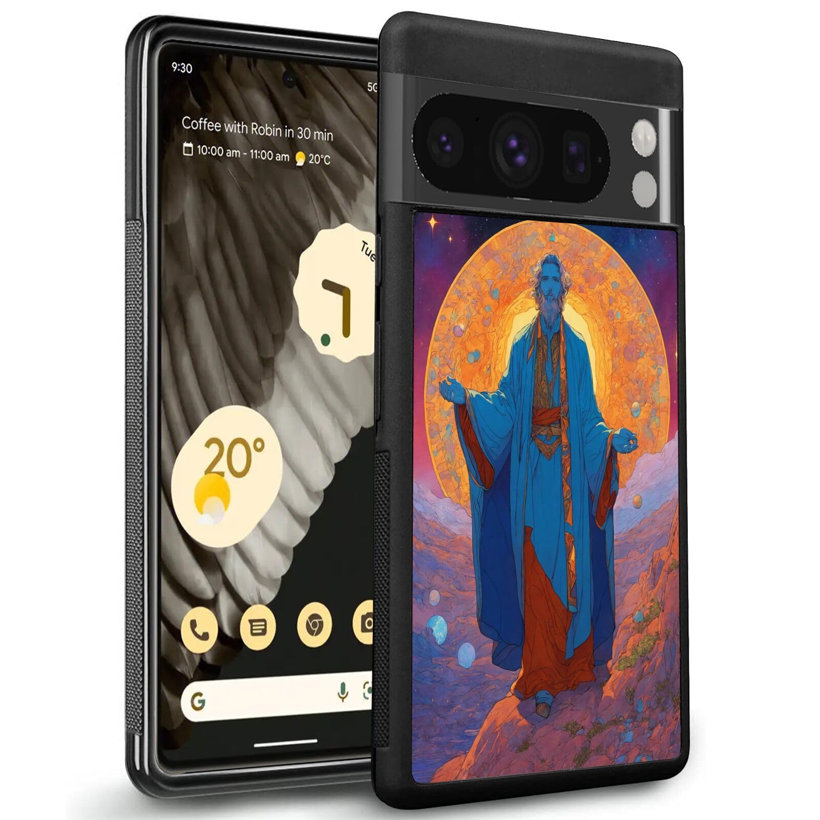 Phone Case for Google Pixel 8 8 Pro 7 7 Pro 6 6a 6 Pro 5 5XL 4 4a 4a 5G 4XL 3a 3aXL 3 3XL 2 2XL 4G/5G with Abstract Pattern-Art cc5 Art, Slim Black Frame Anti-Scratch Shockproof