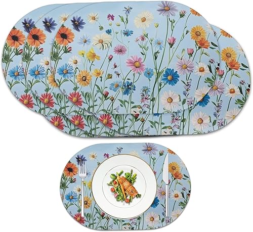 Miniatura 105 de Juego de 6 manteles individuales lavables para mesa de comedor, resistentes al calor, mesa de cocina, decoración del hogar, lavable, ovalada, de