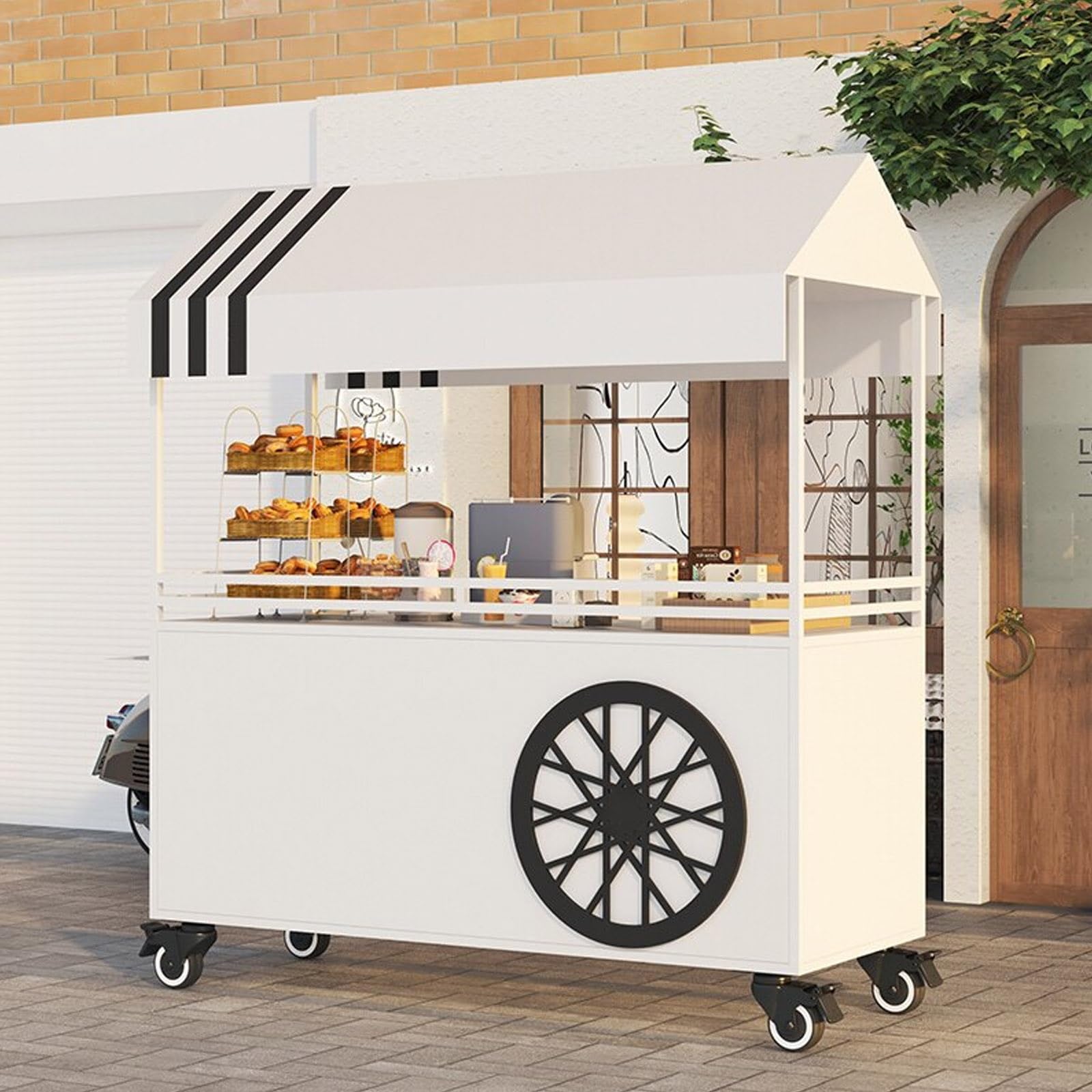 Portab - Carrello per alimenti, per mercatini notturni e mercati, ideale per condizionatori e rinfreschi, colore: bianco