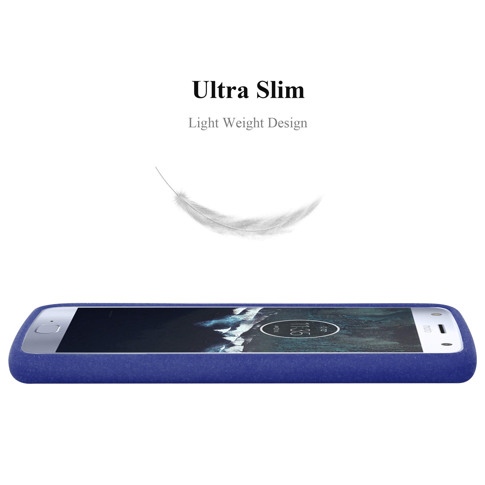 Cadorabo Custodia Per Motorola MOTO Z2 - Frost Blu Scuro - Cover Sottile In TPU Morbido Antiurto - 3