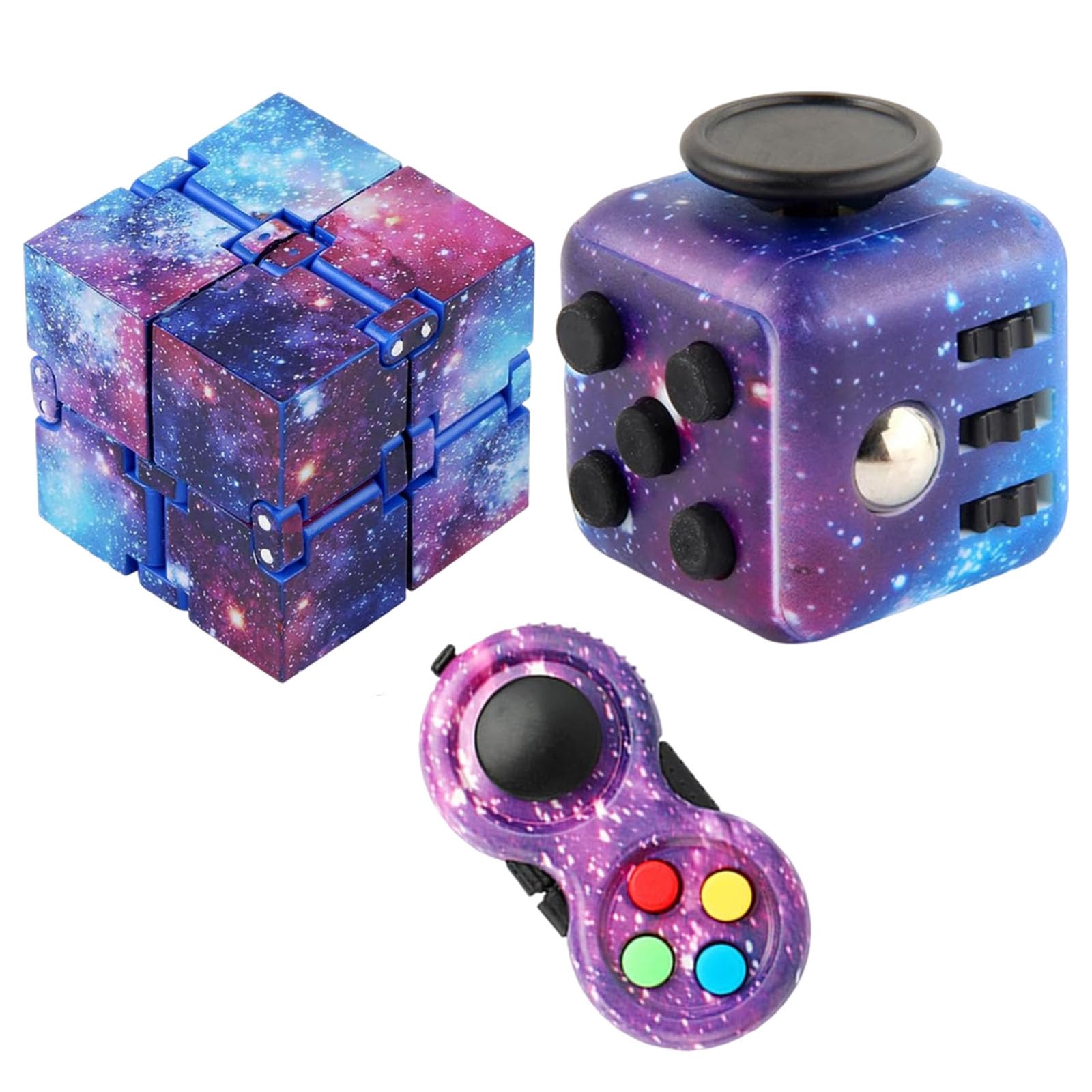 3 Pcs Fidget Toys, Fidget Toys For Kids, Fidget Cube, Infinity Cube, For Adults & Kids, Silent Plastic Fidgets With Multiple Manipulation Features
