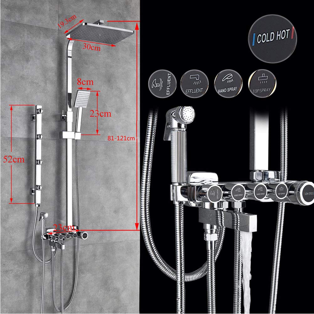 Grifo de Ducha de Lujo Cromado Negro, Mezclador de latón con rociador de bidé, chorros Laterales de SPA, Ducha, caño Giratorio para bañera, Ducha de baño, Blanco Dorado, grifos Dom