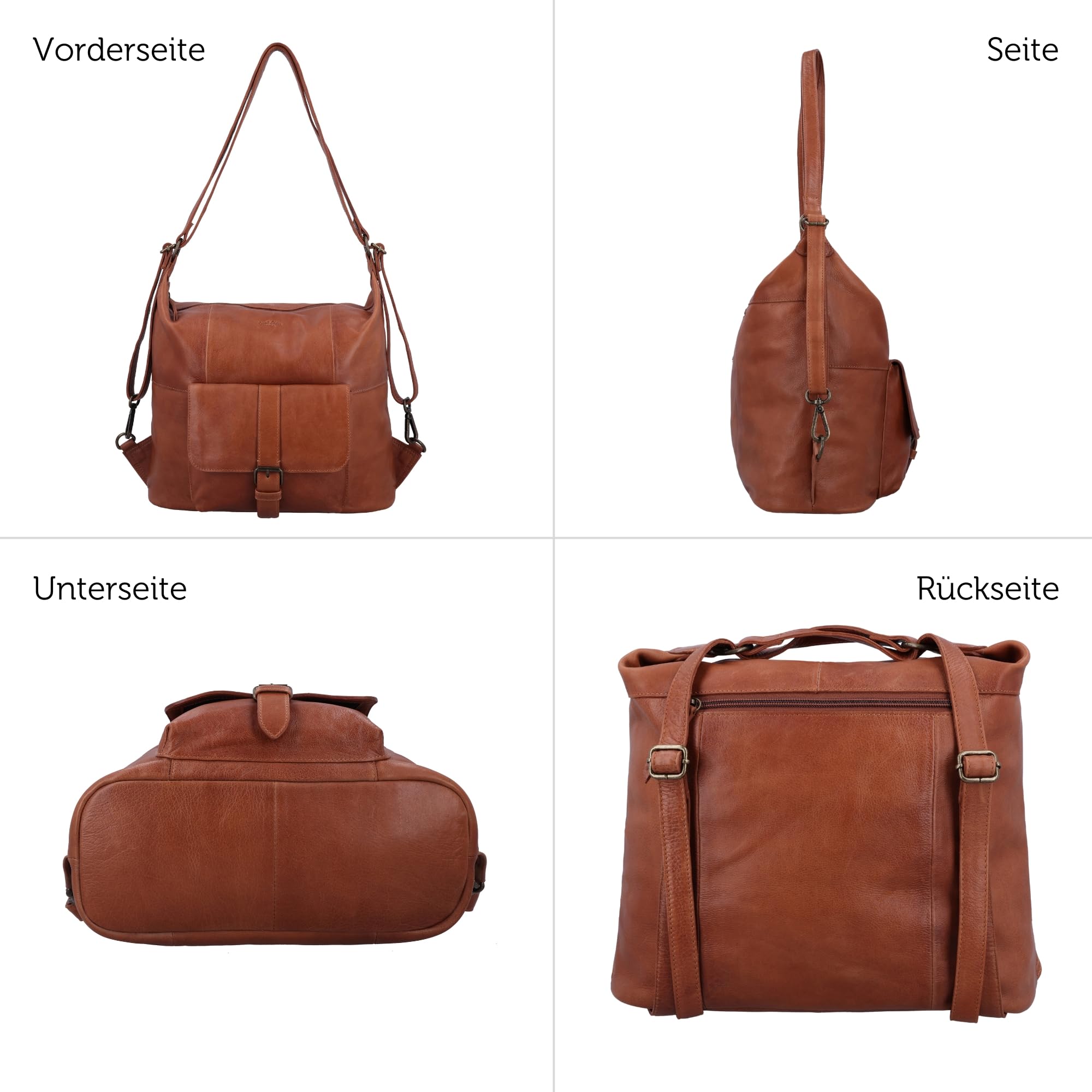 Gusti Leder Umhängetasche Armand- 2-in-1 Umhängetasche mit Funktion zum Rucksack