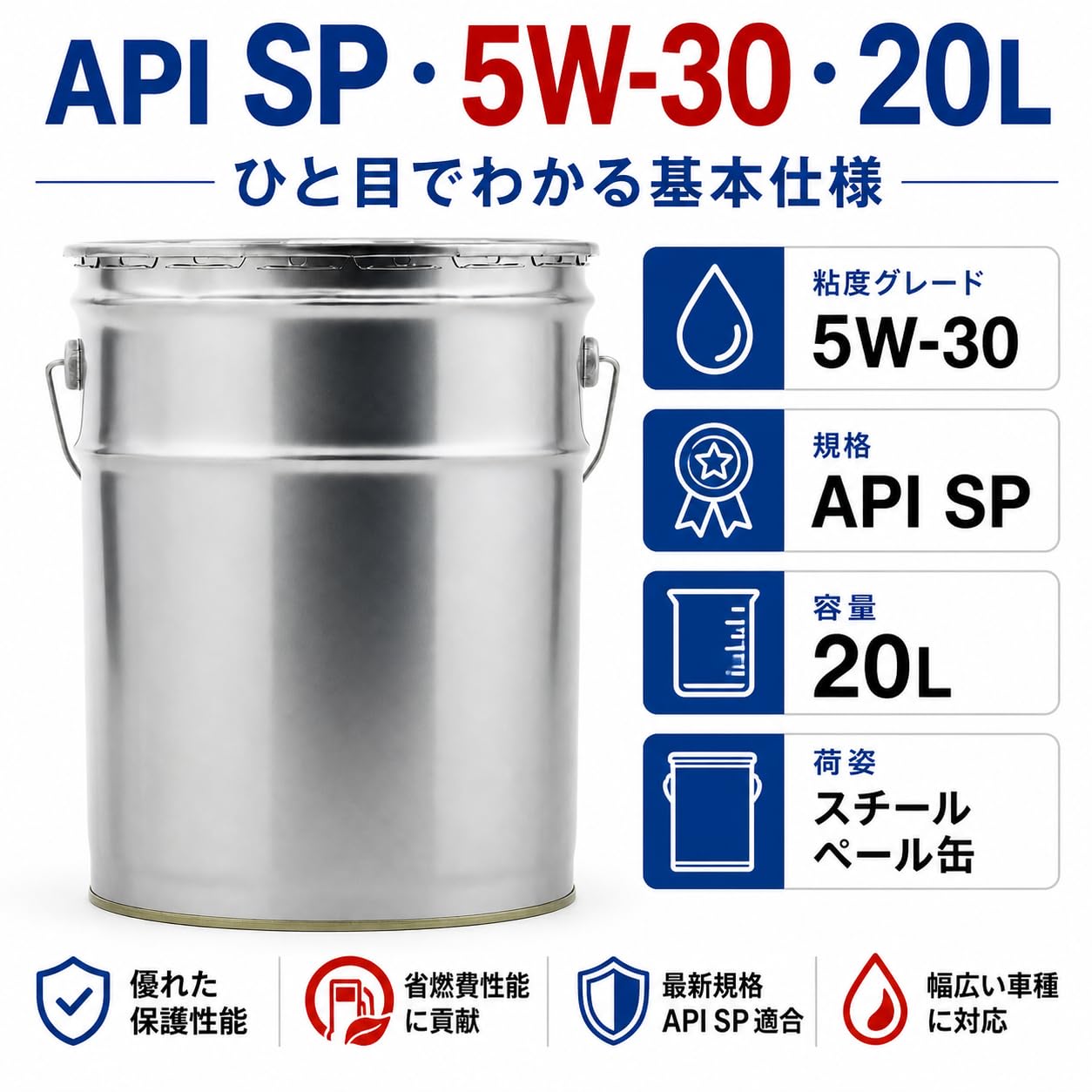 Amazon | API SP Performance 5W-30 エンジンオイル 20L ペール缶
