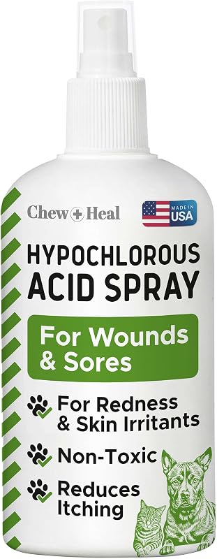 Hypochlorous Acid Spray for Dogs, 4oz - Pet Wound Care & Skin Relief | Dog Wound Spray for Cuts, Burns, Sores, Abrasions, and More – Non Toxic and Chemical Free HOCI Wound Care – Made in the USA