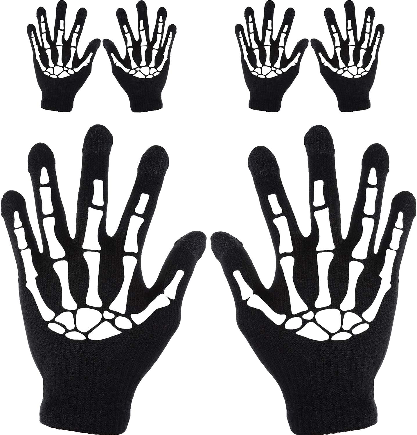 Tatuo 3 Pairs Skeleton Gloves for Women Men Skeleton Full Finger Gloves