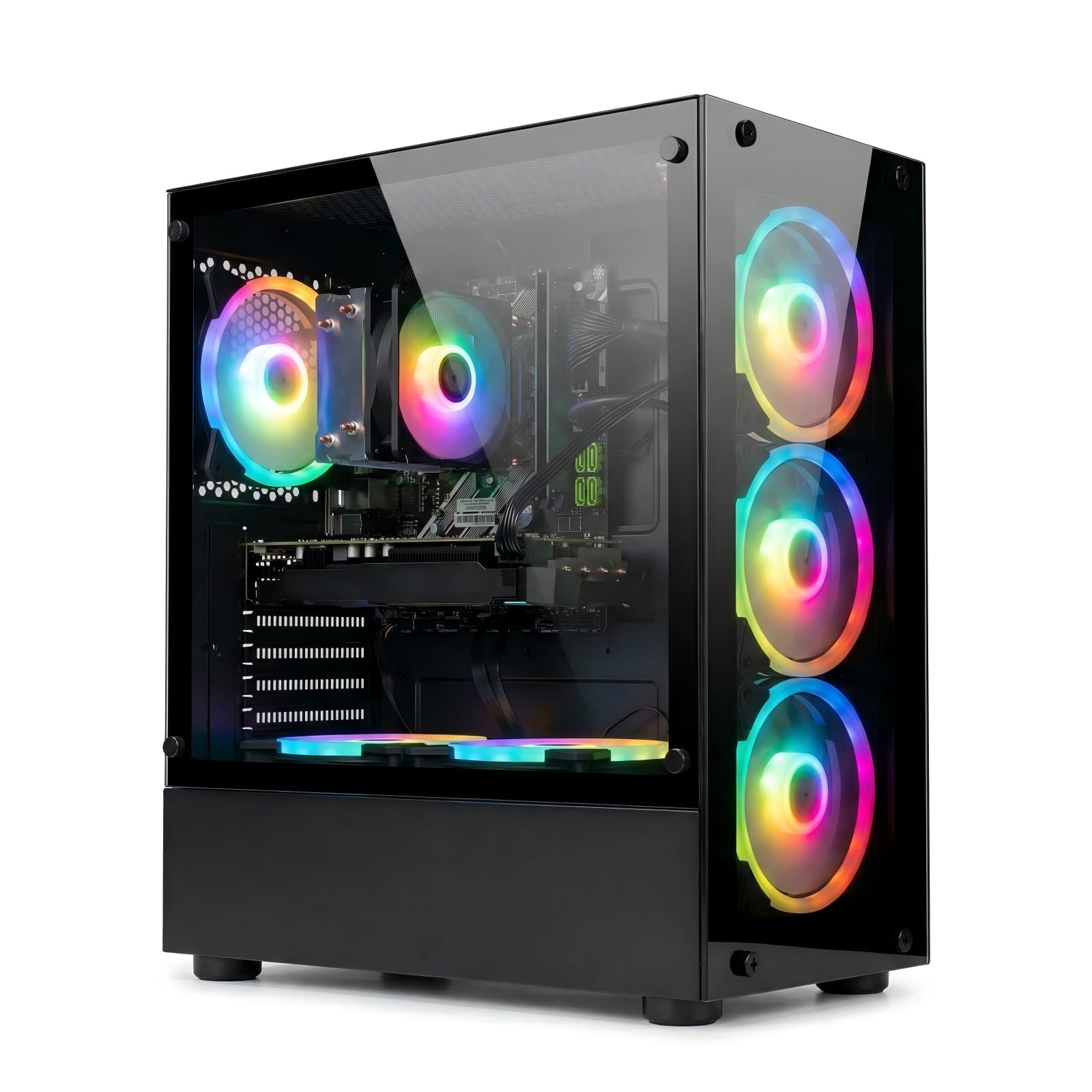 STGSivir PC Gaming Fisso, Computer Gaming, Core i7 fino a 3,9 GHz, Radeon RX 580 8 GB GDDR5, 16 GB RAM, 1 TB SSD, WiFi6, BT 5.0, ventole RGB x6, Windows11 Pro
