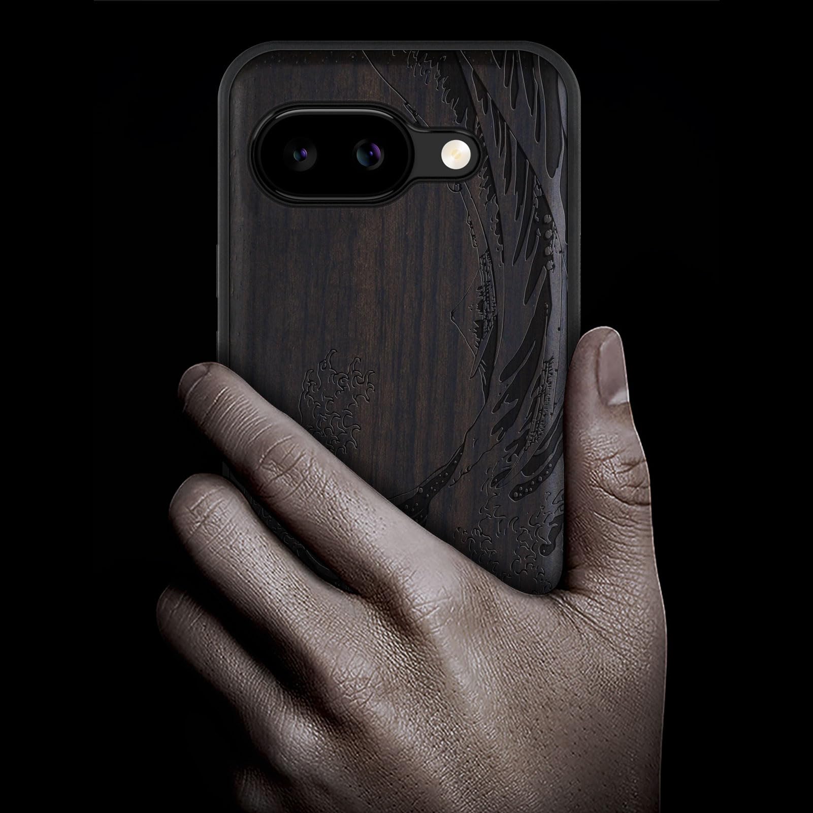 Carveit Holz-Handyhülle Für Google Pixel 10/10 Pro – Mit MagSafe, Stoßfest & Graviertem Wellen-Motiv