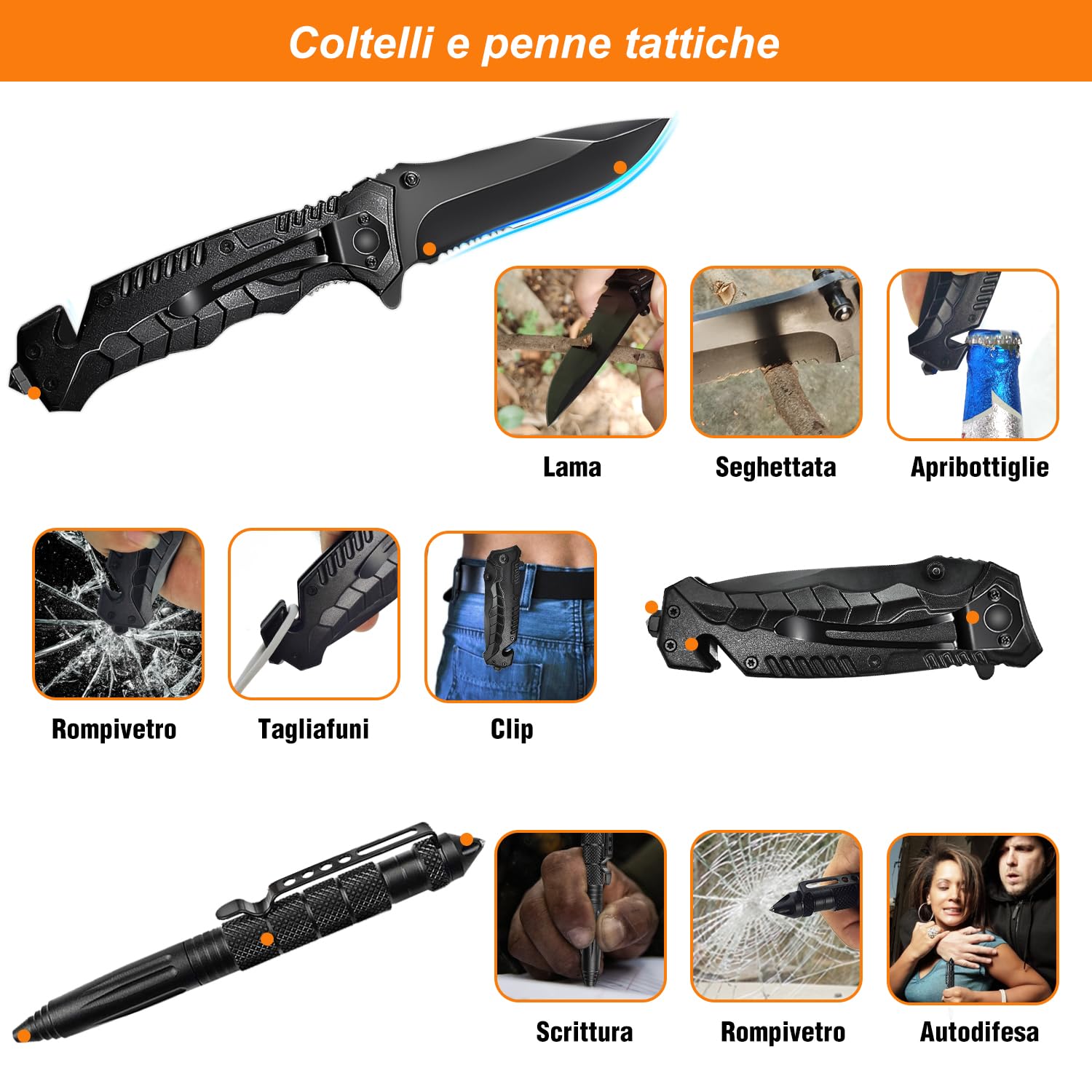Kit di sopravvivenza, Kit di emergenza professionale, attrezzatura di sopravvivenza per campeggio all'aperto, avventure, escursionismo, caccia, pesca, uomini, papà