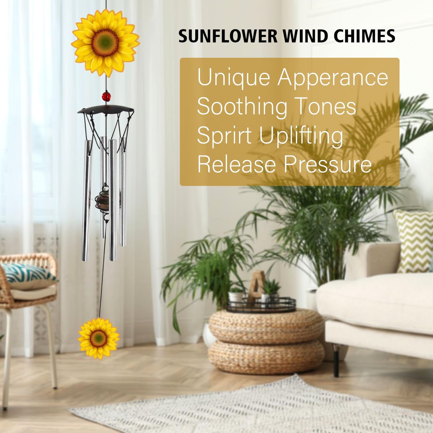 Wind Chimes for Outside Sunflower Wind Chimes Outdoor Home Patio Garden Decor Windchimes Outdoors Gift Ideas for Women Mom Grandma Sisters - Image 8