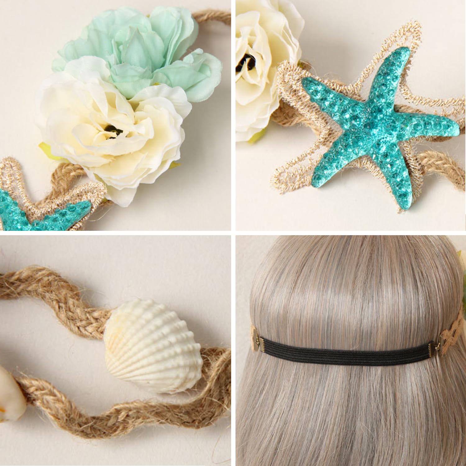 CYNOSURETECH 1 Set of Ocean Accessories Set, Blue Ocean Theme Jewelry, Mermaid Jewelry, Hairband, Earrings - Image 2