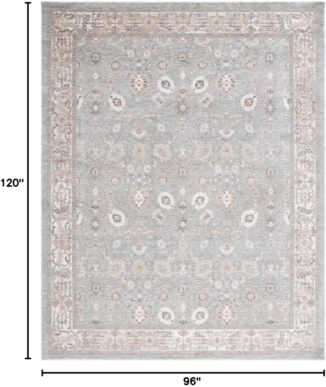 SAFAVIEH Area Rug 8x10 - Harlow Collection - Large - Ivory Grey & Sage, Vintage Oriental Design, Slip Resistant & Easy Cleaning, Ideal for Living Room, Bedroom, Office, Dining Space (HAR104A)