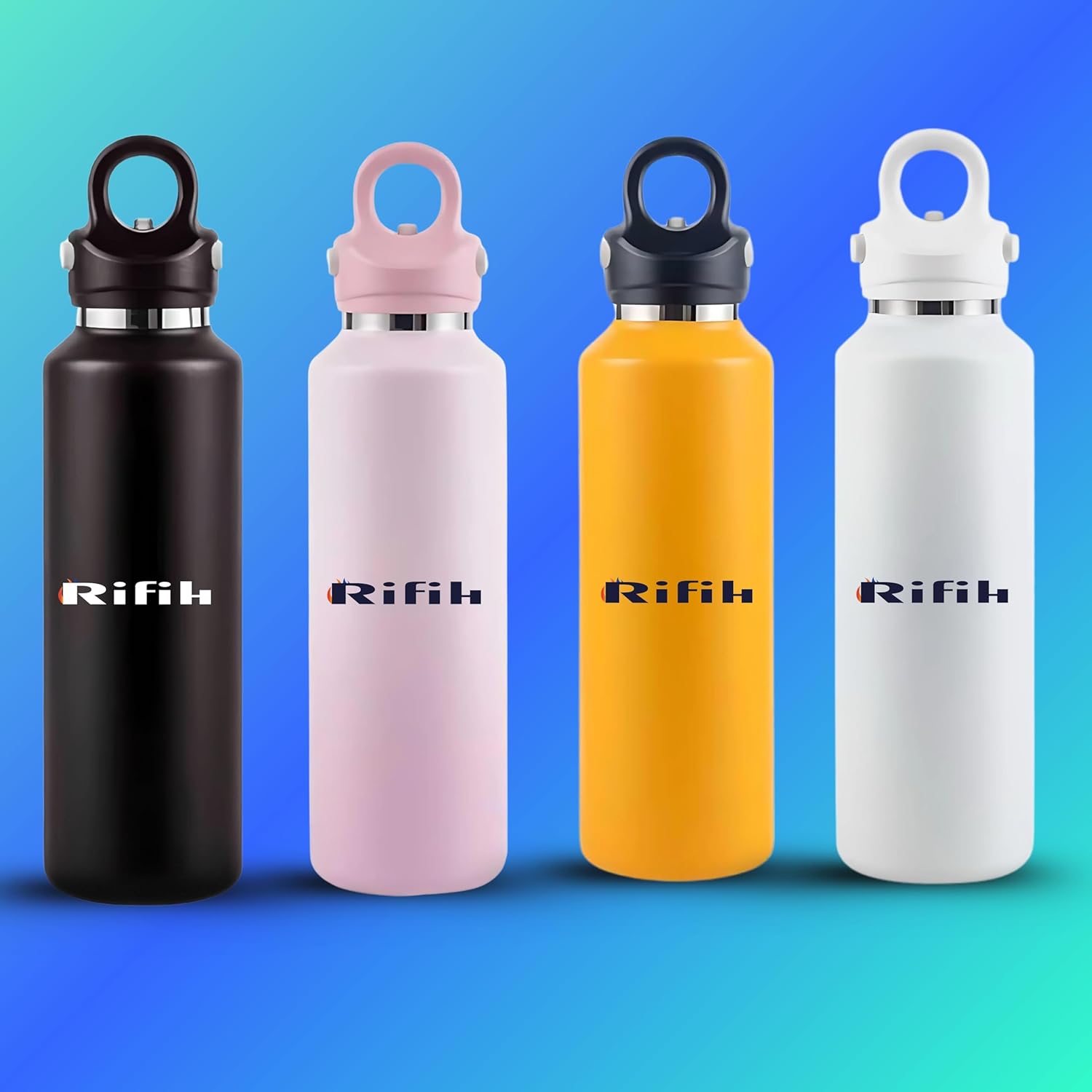 Stainless Steel Insulated Water Bottles 20 oz Metal Water Bottle - AUTOMATIC LID OPENING BY PRESSING WITH TWO FINGERS - Wide-mouth metal insulated bottle for hot and cold drinks. BPA-free.