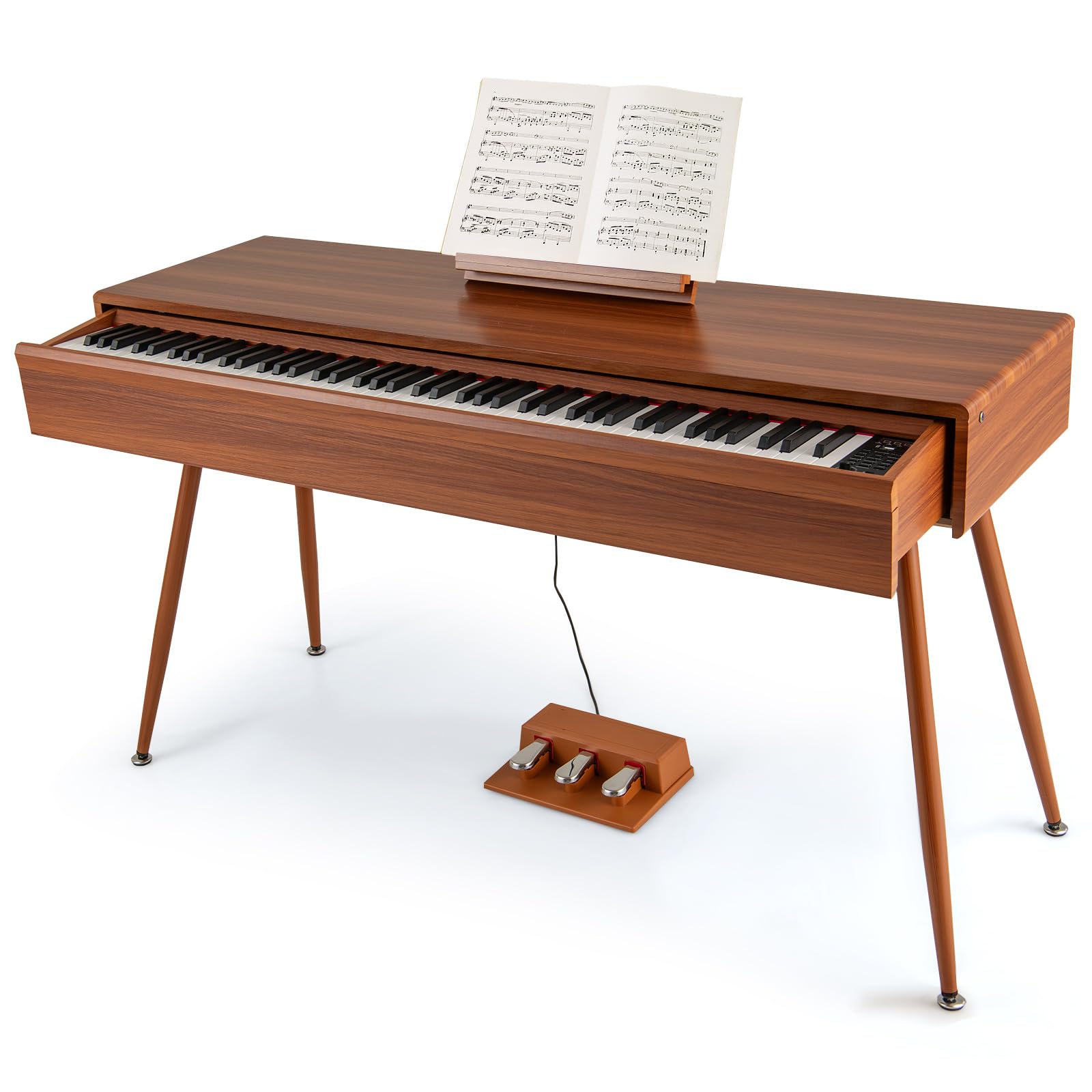 COSTWAY Pianoforte Digitale a 88 Tasti, con Azione a Martello Graduata, Pianoforte Elettrico a Grandezza, con Cassetto Estraibile e Altoparlanti Doppi, Pianoforte Digitale per Principianti