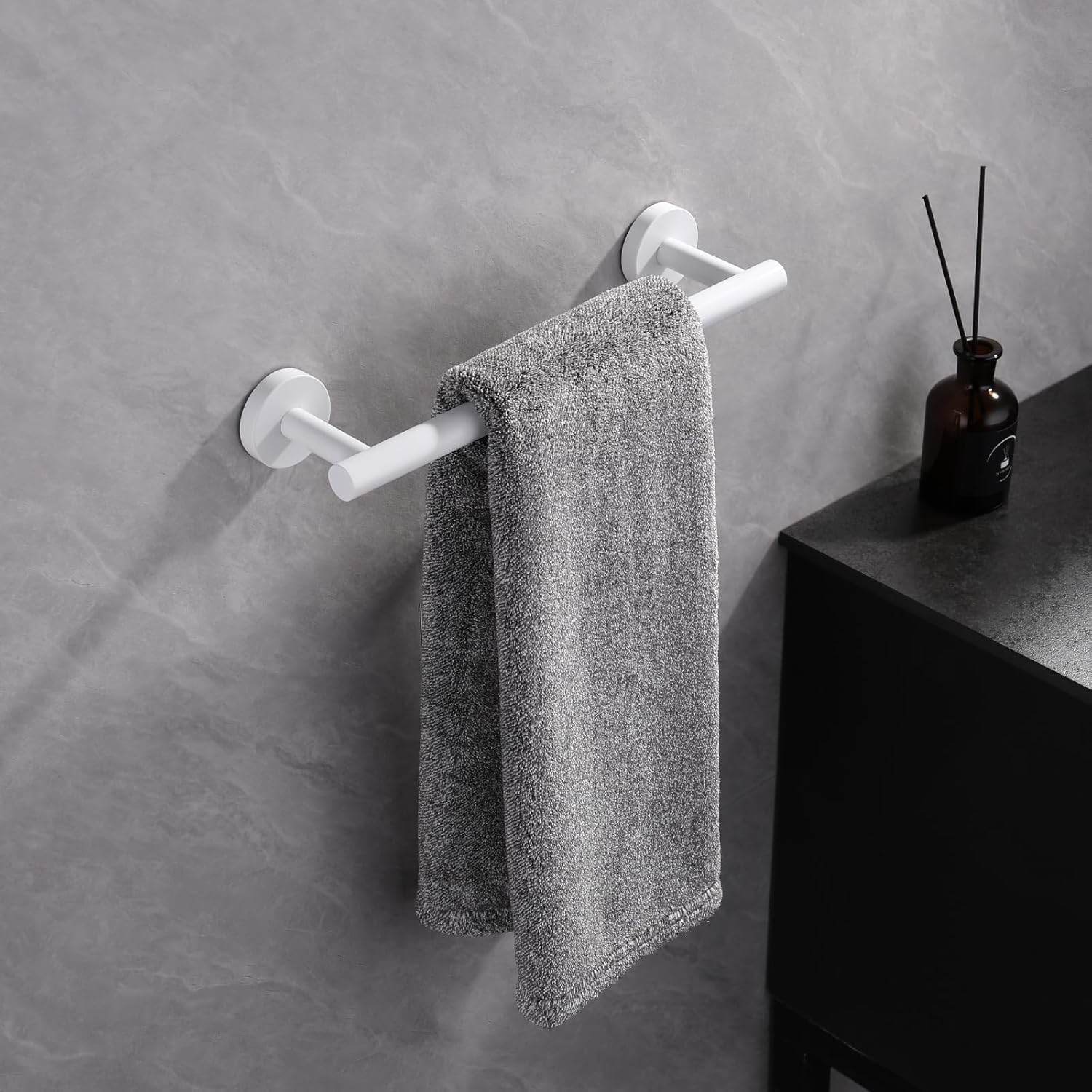 GERZWY Bathroom 3-Pieces Hardware Accessories Set Stainless Steel - Coat Hook 12-Inch Towel Bar Toilet Paper Holder, White