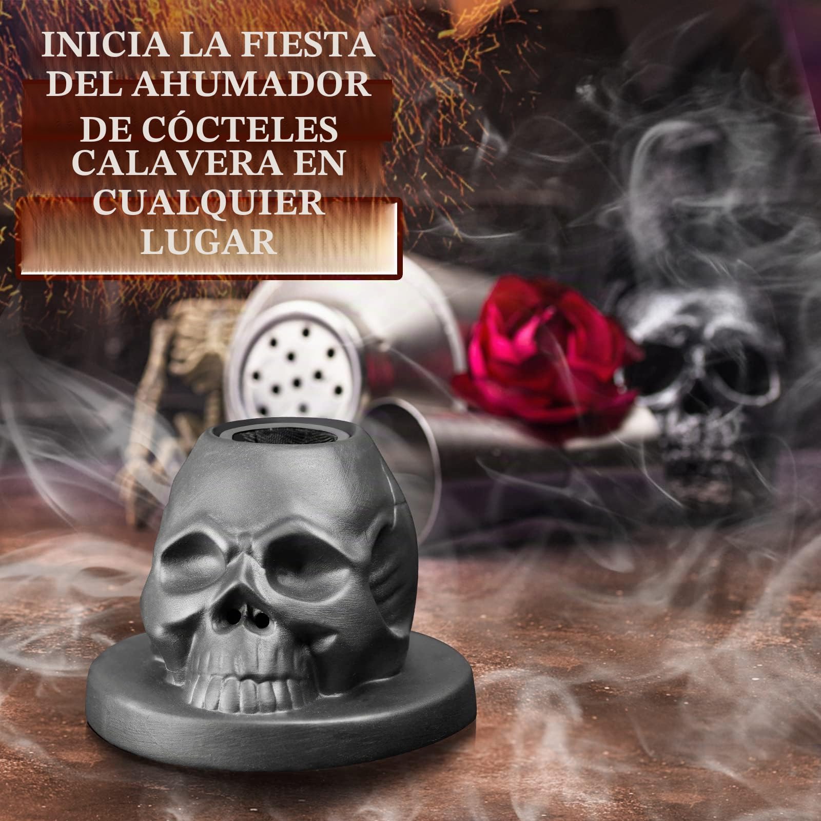 Kit de ahumador de cóctel con linterna, kit de infusor de whisky Anmyox con caja de regalo, juego de whisky bourbon, regalo para hombres, kit de ahumador antiguo de calavera para tus amigos, marido
