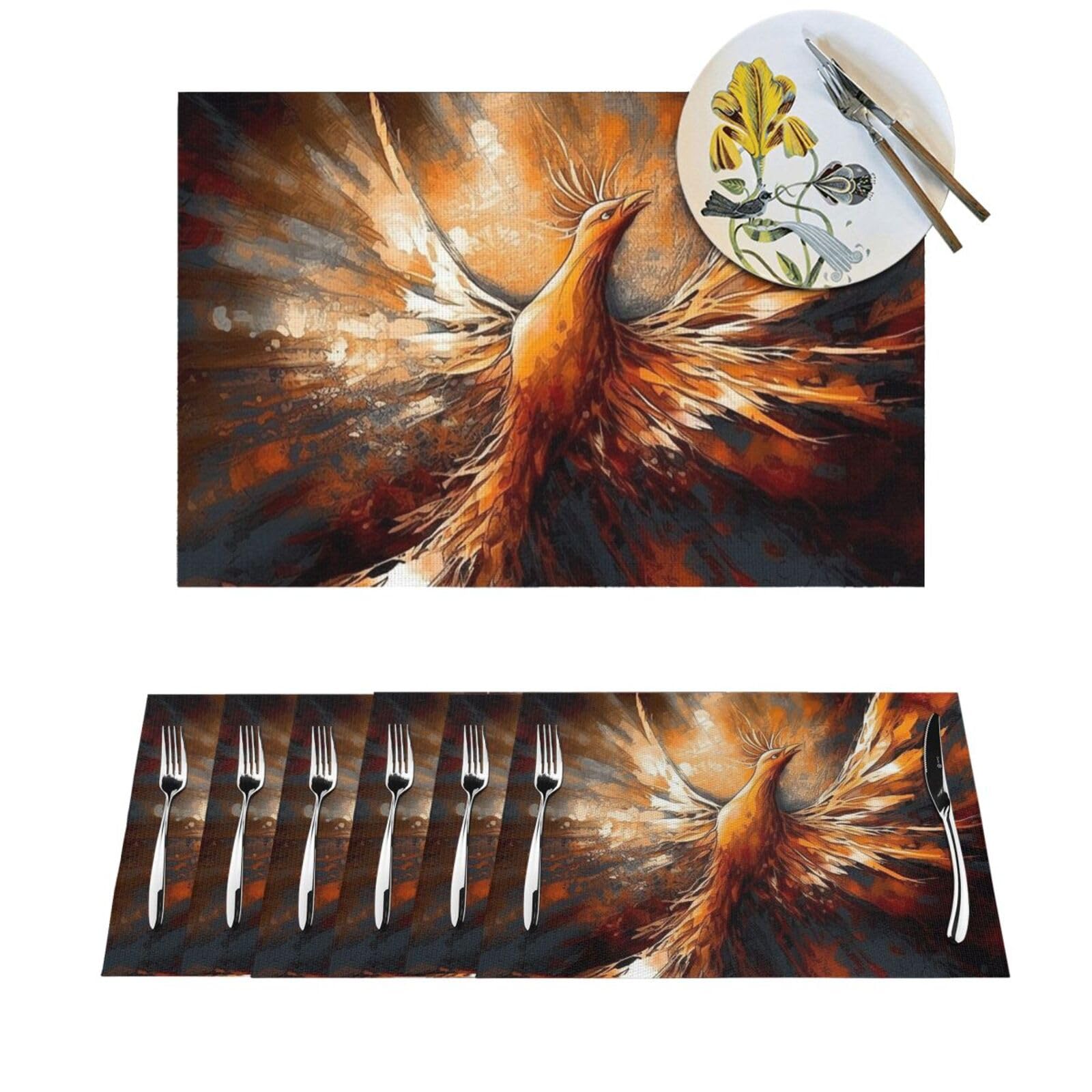 Set de table pour intérieur et extérieur - Lot de 4 napperons de salle à manger en PVC lavable