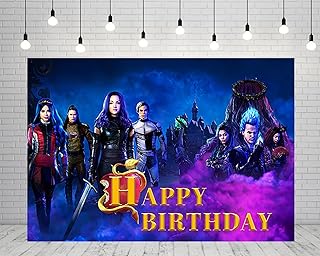 Descendants Backdrop for Birthday Party Supplies 5x3ft Photo Backgrounds Descendants Theme Baby Shower Banner for Birthday Cake Table Decoration