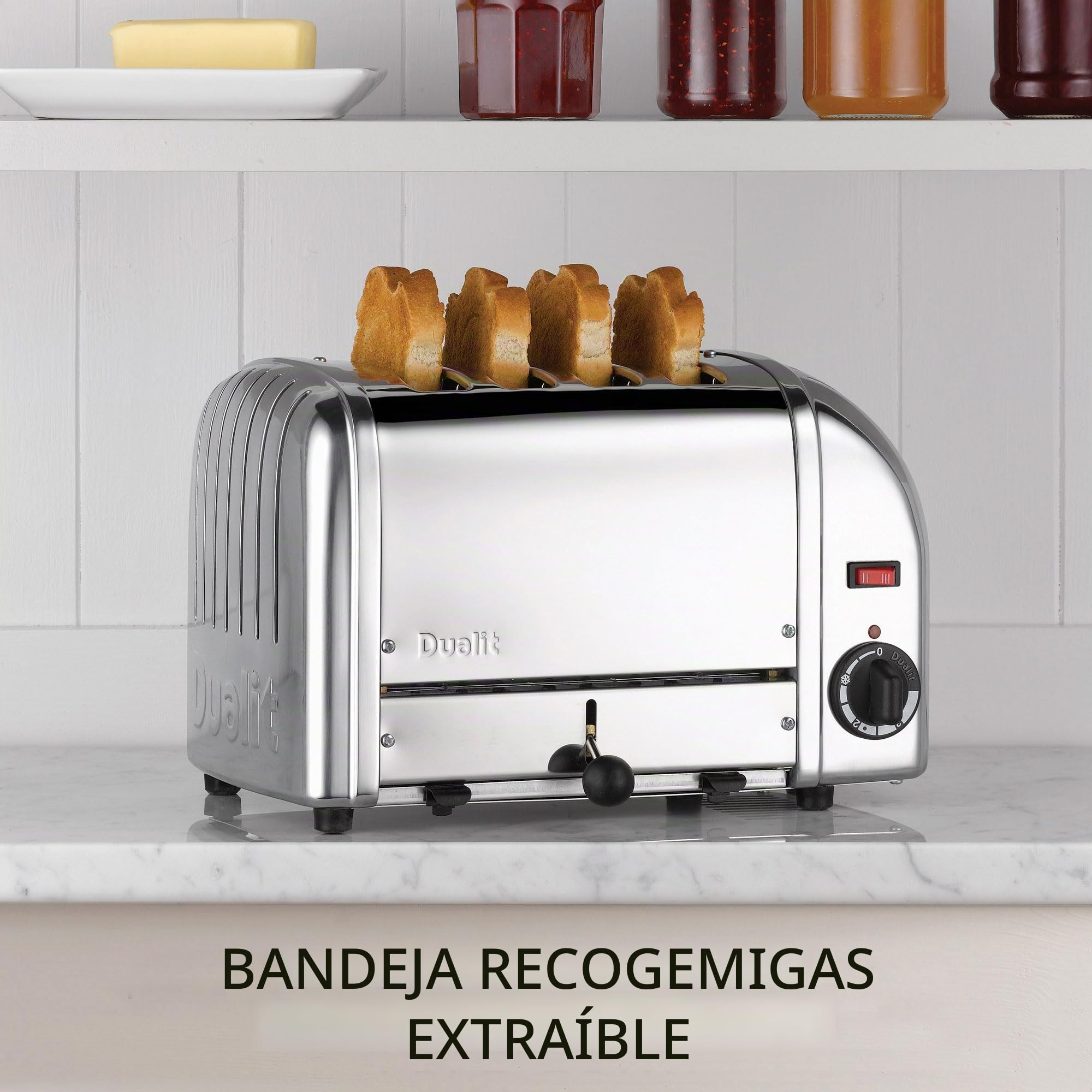 Dualit Classic Tostadora 4 Rebanadas - Acabado Pulido, Tostadora de pan Ensamblado a Mano en el Reino Unido