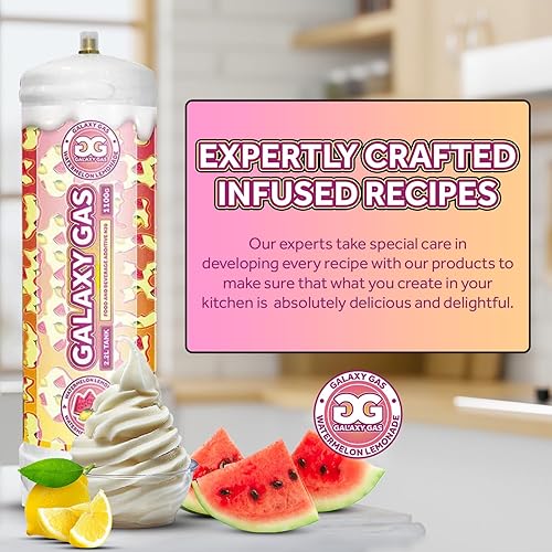 Miniatura 6 de Galaxy Gas Sabor a limonada de sandía, tanque de cartucho dispensador de crema batida, óxido nitroso 2.2L 38.80 oz, tanque de crema batida, tanque