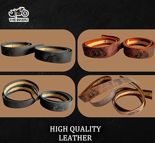 Miniatura 4 de Manillar de motocicleta vintage de cuero, agarre vintage para motocicleta (tabaco y marrón negro)