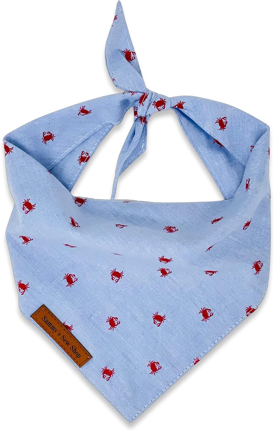 Nautical Dog Bandanas – Pet Bandanas for All Your Boating Adventures, Tie Back, Dual Layered Premium Cotton, Handmade in the US, Multiple Sizes (Medium, Krabby)