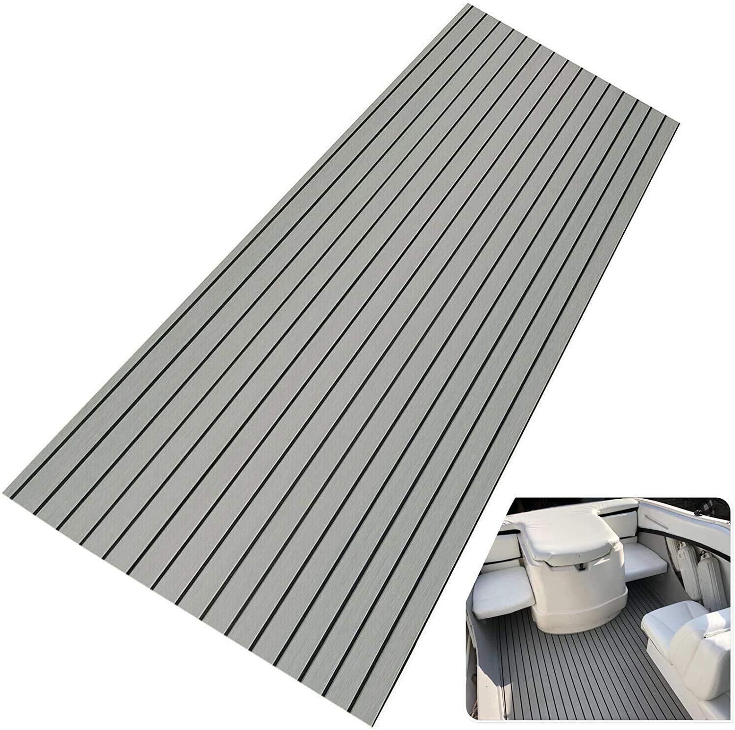 Teak Eva Schuimstof jachtvloerbedekking mat deck tapijt, zelfklevend, antislipmat, deklaag voor bootbedekking, planken, motorhome hal, antislip, 240 x 90 cm, grijs