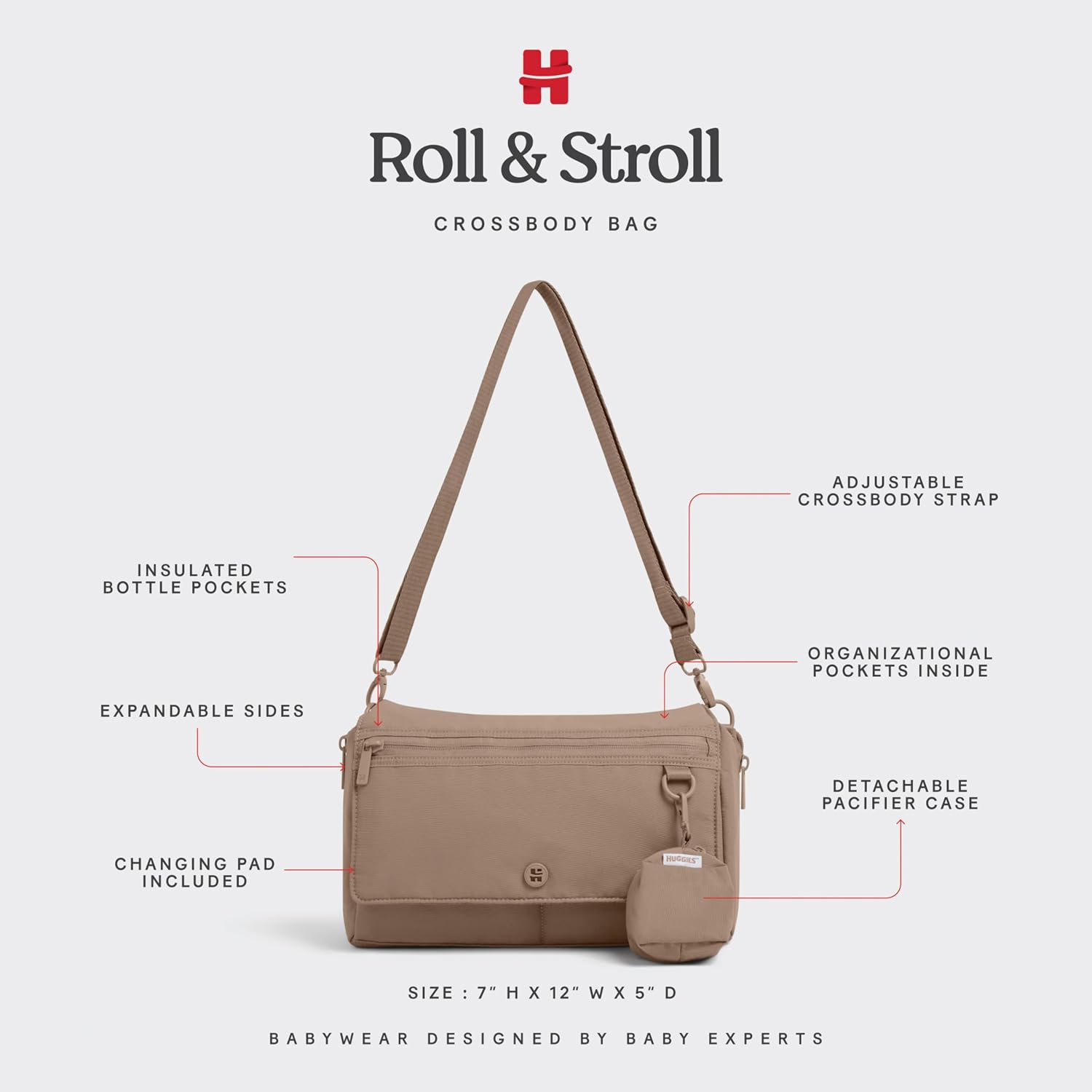 HUGGIES Unisex Roll and Stroll Crossbody Bag