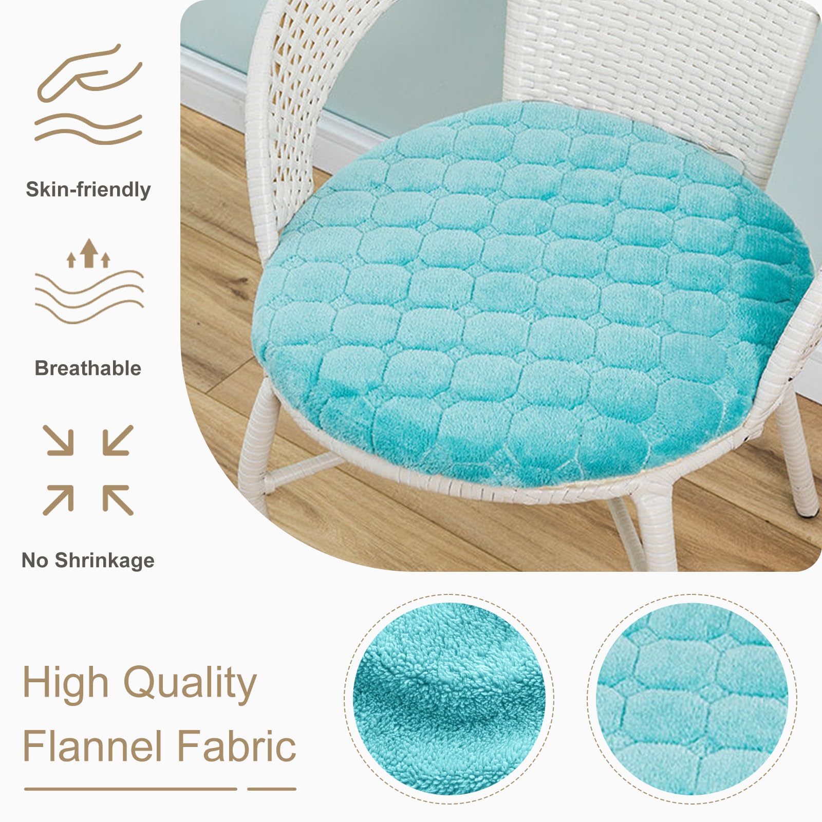 Lot de 6 coussins de chaise ronds en velours côtelé lavables et antidérapants pour extérieur, jardin, cuisine, salle à manger, couleur café foncé, 40 x 40 cm, 2 ou 30 cm.