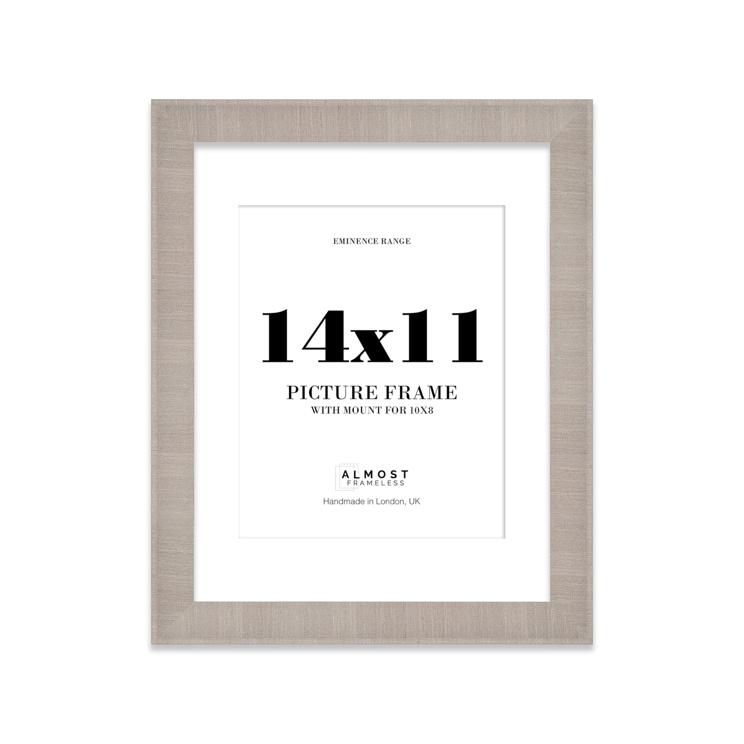 14x11" Grey Picture Frame with 10x8" Mount - Shabby Chic Photo Frame with Distressed Finish, Wall Hooks and Kickstand, 32mm Edge - 1 Pack