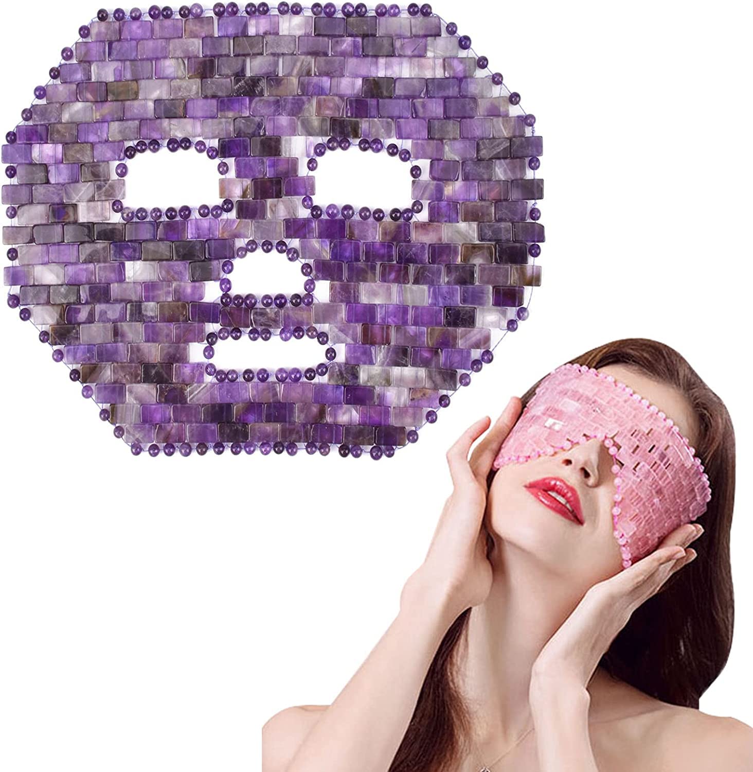 ideayard Jade Eye mask Jade Face Mask 100 All Natural Jade Soothe Stone Rose Quartz Eye Mask Amethyst