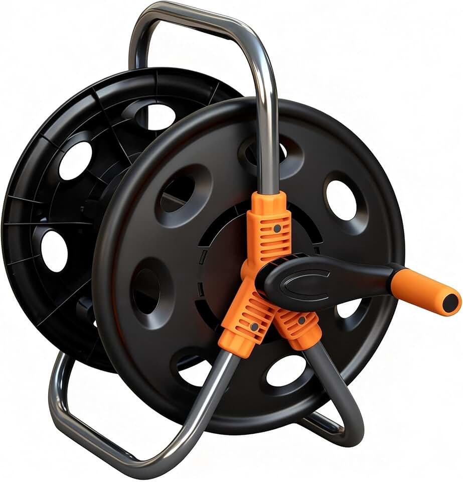 Garden Water Hose Reel Cart, Holds up to 50-80 Feet of 5/8-Inch Hose, Portable Hose Holder for Convenient Hose Storage and Waterin