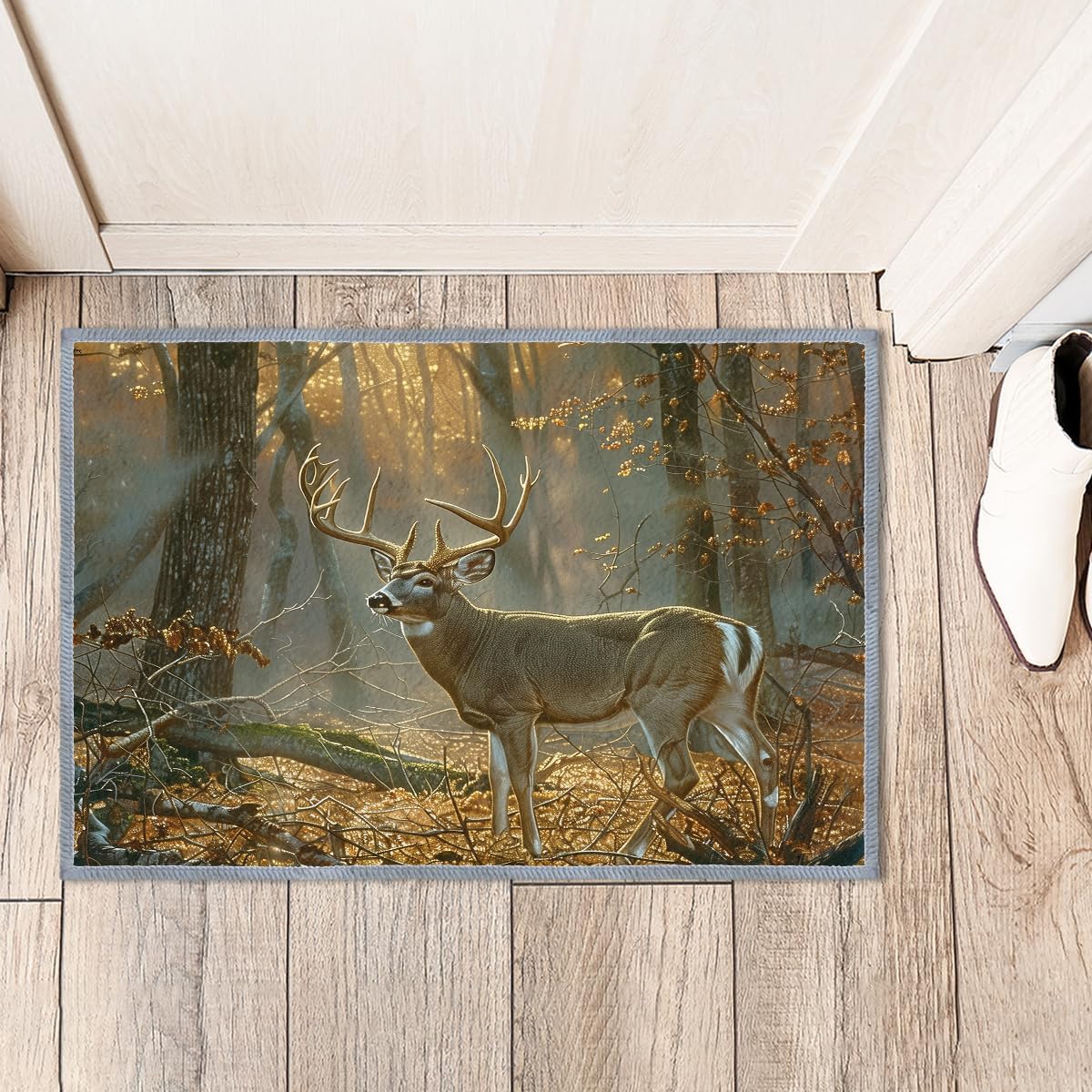 Whitetail Deer Indoor Rug 2x3 Small Kitchen Bathroom Rugs for Entryway, Washable Soft Non-Slip Hunting Wildlife Autumn Nature Forest Area Rug,Door Mat for Living Room Entrance Bedroom Kids Room Decor