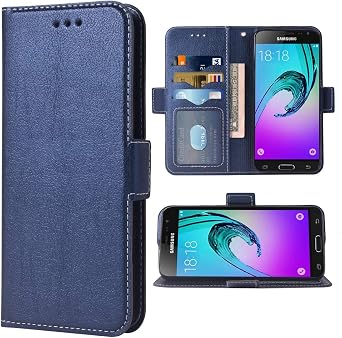 Compatible with Samsung Galaxy J3 2016 Folio Flip Wallet Case,PU Leather Credit Card Holder Slots Heavy Duty Full Body Protection Kickstand Protective Phone Cover for GlaxayJ3 j310 Cases Dark Blue