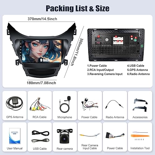 Miniatura 20 de SIXWIN 1G+32G Android coche estéreo Radio para Hyundai Elantra 2011 2012 2013 con inalámbrico Apple Carplay Android Auto Bluetooth 9 pulgadas