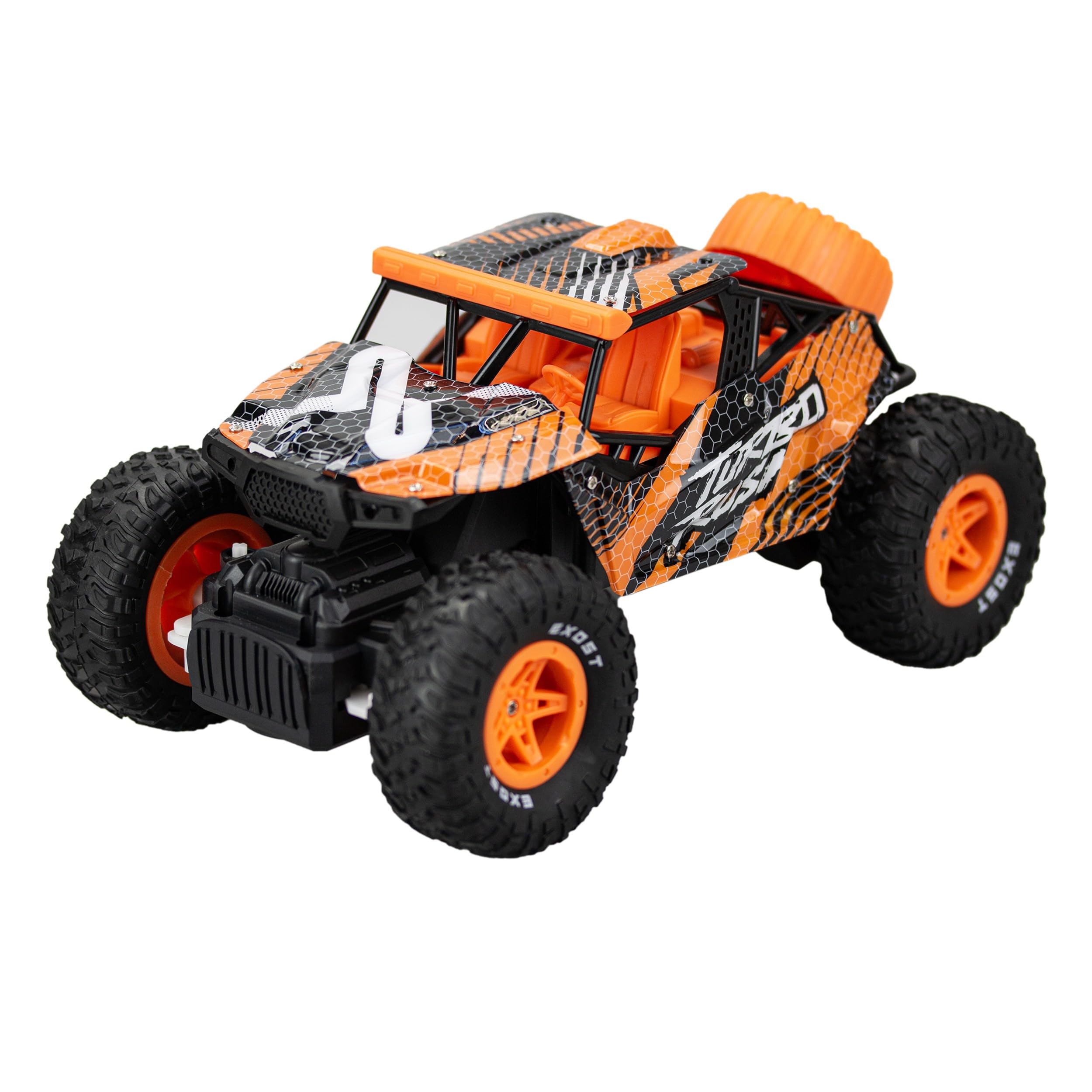 Exost Turbo Rush - Coche de control remoto de 2,4 GHz, función completa, carreras todoterreno, neumáticos duraderos, batería recargable, juguete para niños a partir de 5 años