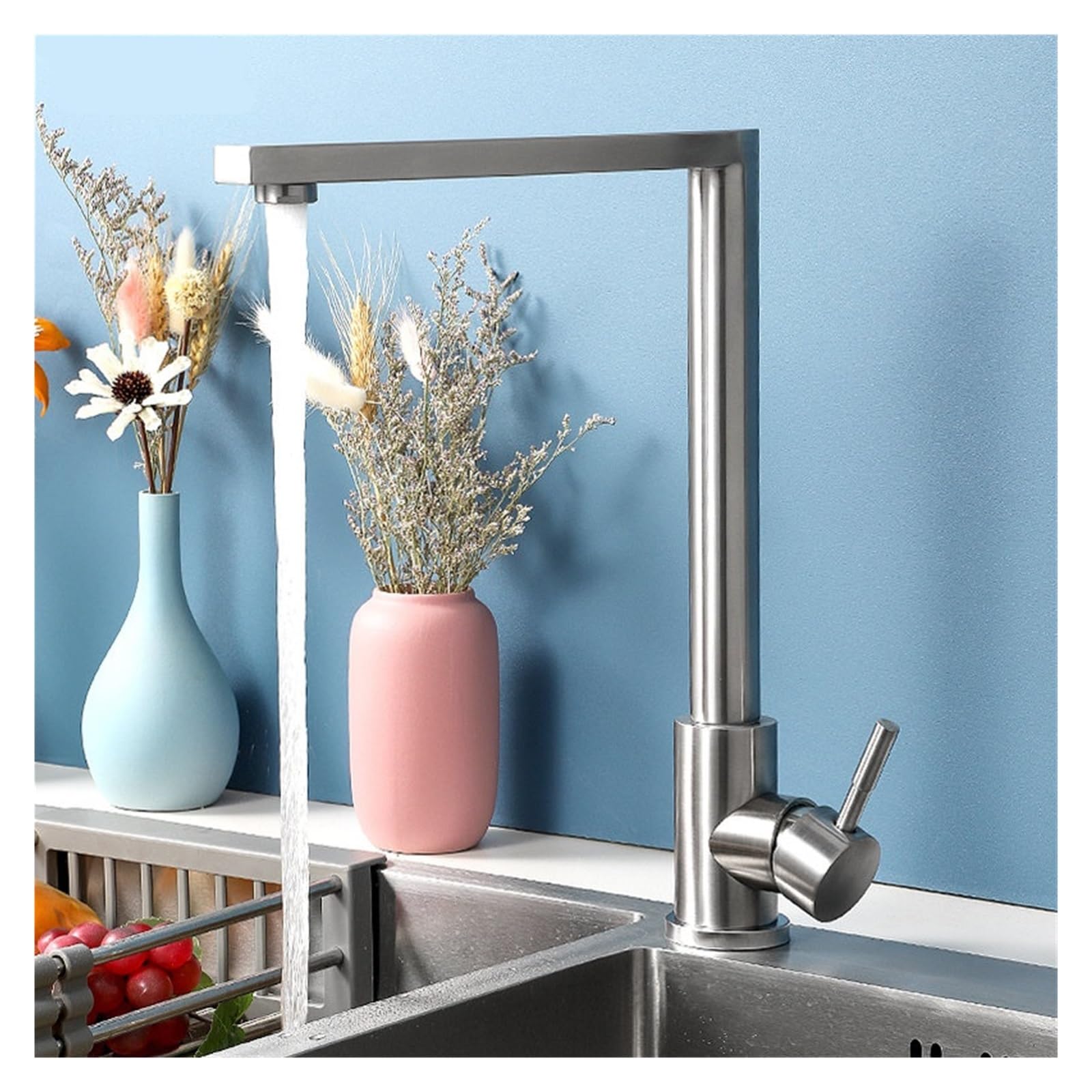 Rubinetto da cucina in acciaio inox 360 gradi rotante flessibile rubinetto per lavello acqua calda e fredda rubinetto di miscelazione per lavello da cucina