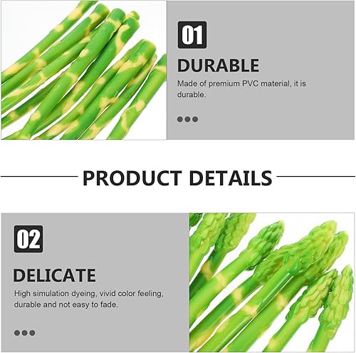 Miniatura 4 de CLISPEED 10 piezas de espárragos artificiales de verduras sintéticas, modelo Asgus, simulación realista, verduras, verduras, falsas, juego de