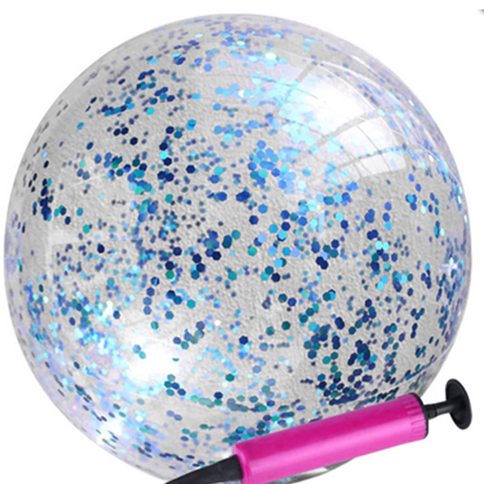 Hileyu 2 Pcs 16 Inch Inflatable Beach Ball Glitter Beach Balls Confetti Beach Balls Bulk Sequin Beach Balls for Adults Kids Summer Pool Party Toys with Inflator Summer Beach Favors Rose Gold Blue