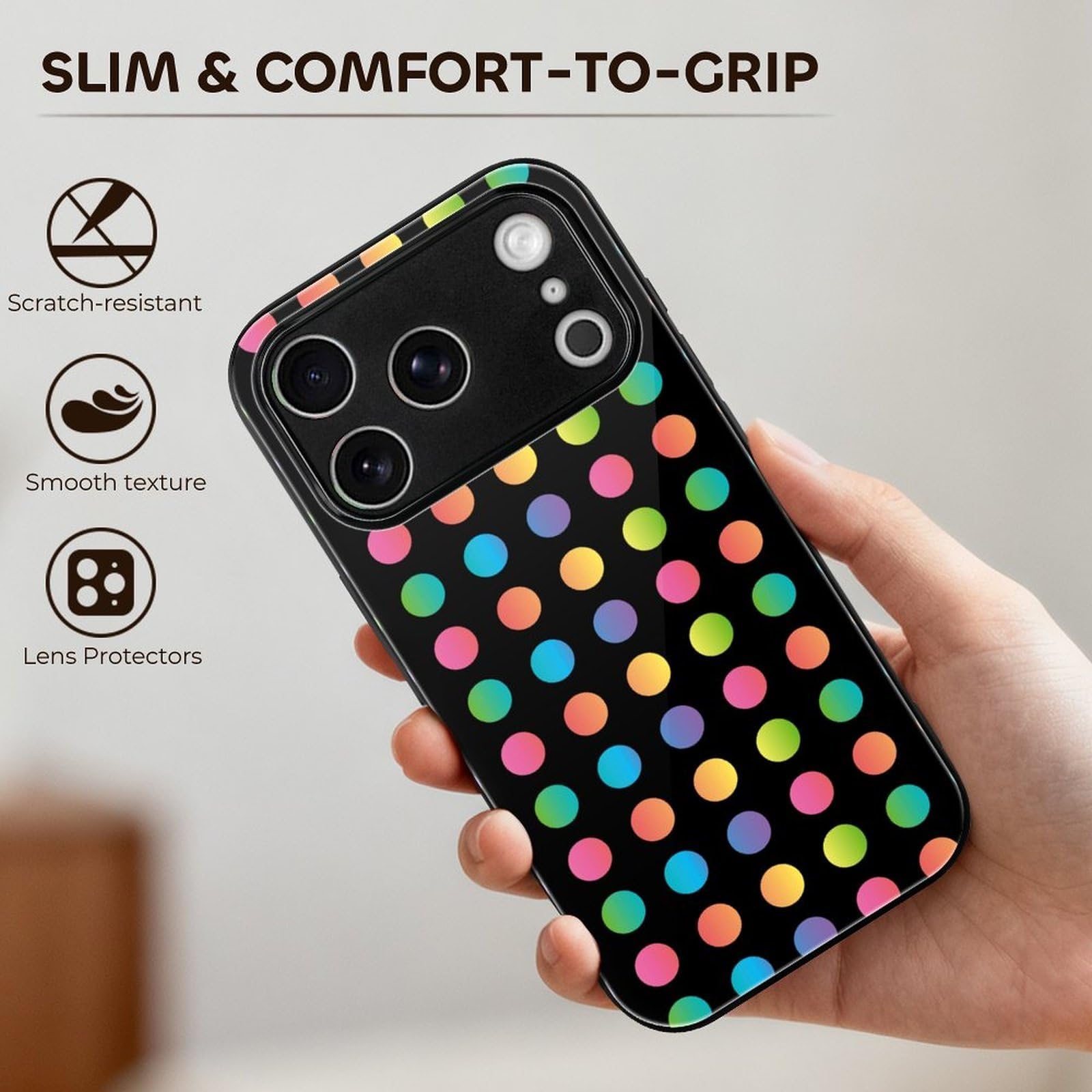 UrbanSophistication iPhone17proケース 黒 水玉 Amazon.co.jp: 水玉柄 ドット カラフル iPhone17Pro用ケース 強化