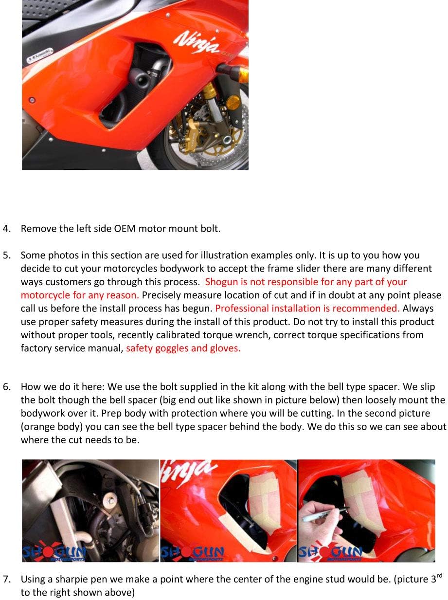 Shogun USA Made Kaw ZX6R ZX6RR ZX636 ZX6 2005 2006 Black Frame Sliders - 750-4409