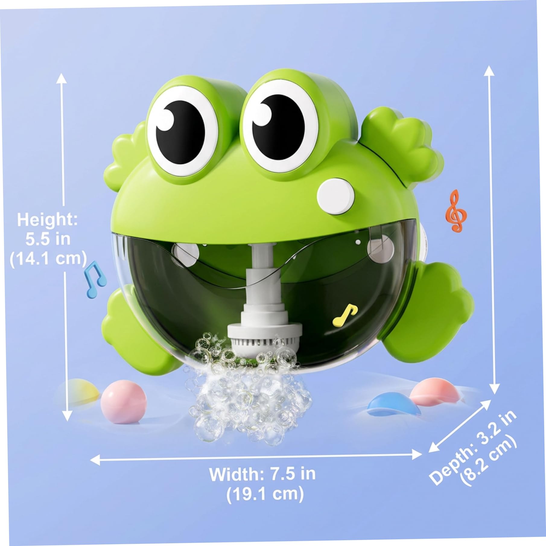 Bath Bubble Machine - One-Button Frog Bath Toy with Suction Cup, Fun Bathtub Toy for Toddlers & Kids, Green Bubble Maker for Bathtub Machine — view 2