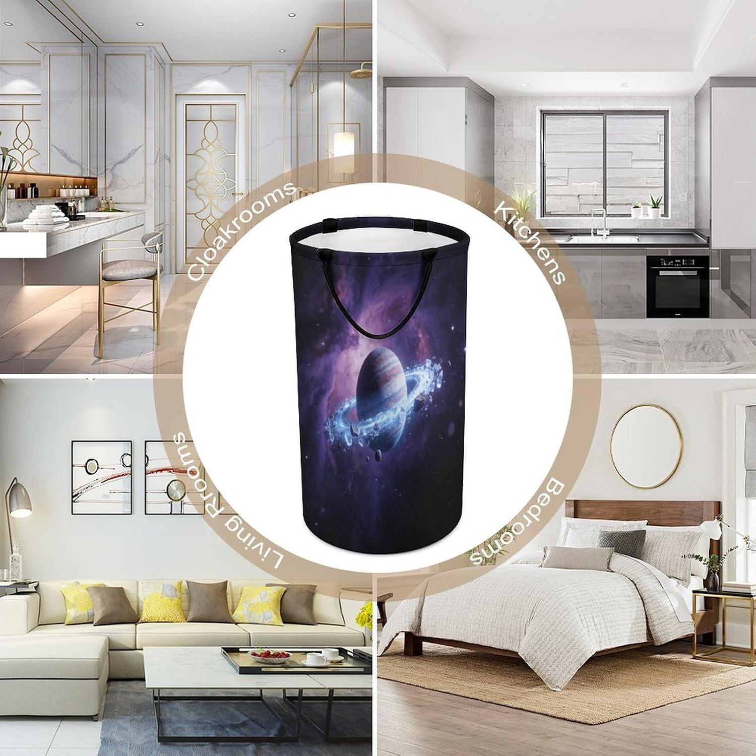 Outer Space Laundry Basket, 86 L Freestanding Large Laundry Hamper, Collapsible Clothes Hamper with Reinforced Handles, Dirty Clothes Basket for Bathroom Bedroom Dorm